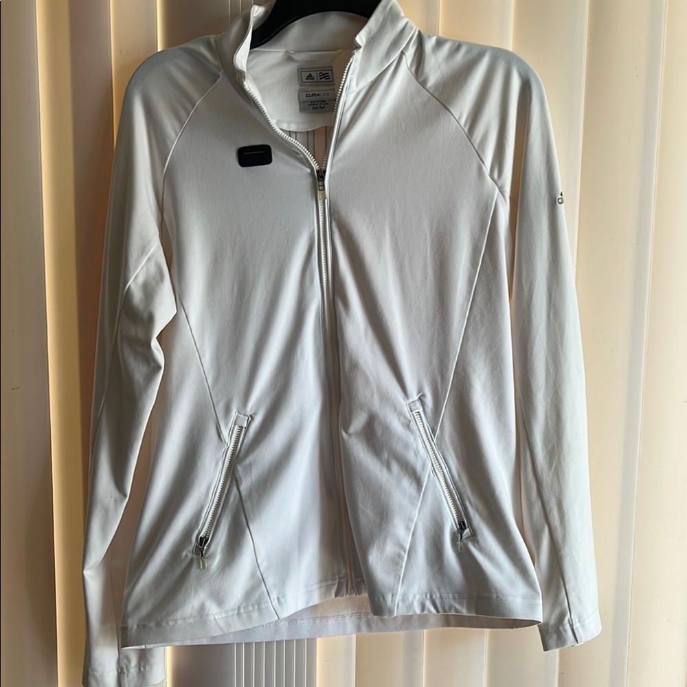 Adidas White Ski Snow Jacket with Standing Collar